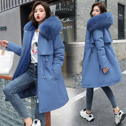 MOLAN Winter Jacket New Women Parka Clothes Long Coat Wool Liner Hooded Jacket Fur Collar Thick Warm Snow Wear Padded Parka