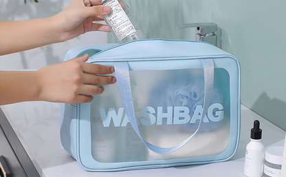 Dry-wet separation double transparent PU makeup bag portable washing bag cosmetic storage bag travel fitness swimming essentials