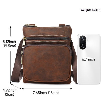 Crazy Horse Leather Outdoor Retro Leisure Crossbody Bag