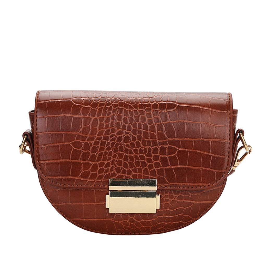 Fashion textured one-shoulder saddle bag