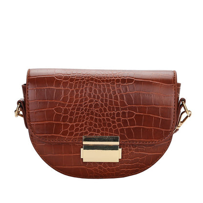 Fashion textured one-shoulder saddle bag