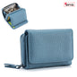 Women's Leather Tri-fold Mini RFID Wallet Large Capacity Storage Bag