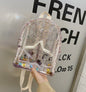 Kidsx Small Backpack Travel Bag Transparent PVC Backpack Girls Glitter Stars Shoulder School Bags Travel Bagpack