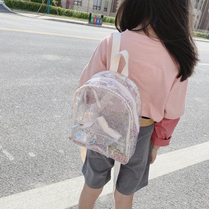 Kidsx Small Backpack Travel Bag Transparent PVC Backpack Girls Glitter Stars Shoulder School Bags Travel Bagpack