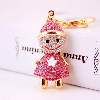 Creative Craft Gifts Lovely Christmas Cartoon Snowman With Diamond Key Ring
