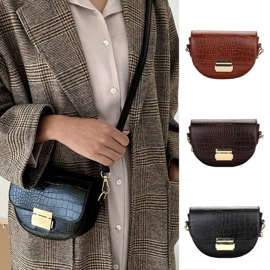 Fashion textured one-shoulder saddle bag