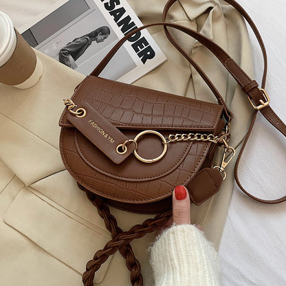Fashion Retro Shoulder Bag Semicircle Saddle Bag Female Messenger Bag