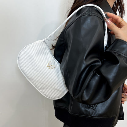 Solid Color Corduroy Butterfly Large Capacity Shoulder Bag