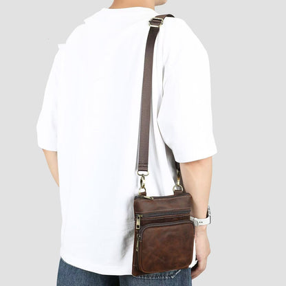 Crazy Horse Leather Outdoor Retro Leisure Crossbody Bag