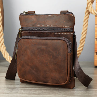 Crazy Horse Leather Outdoor Retro Leisure Crossbody Bag
