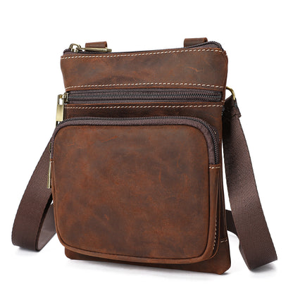 Crazy Horse Leather Outdoor Retro Leisure Crossbody Bag