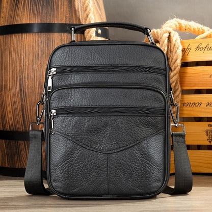 Men's Top Grain Leather Large Capacity Business Commuter Crossbody Bag Genuine Leather