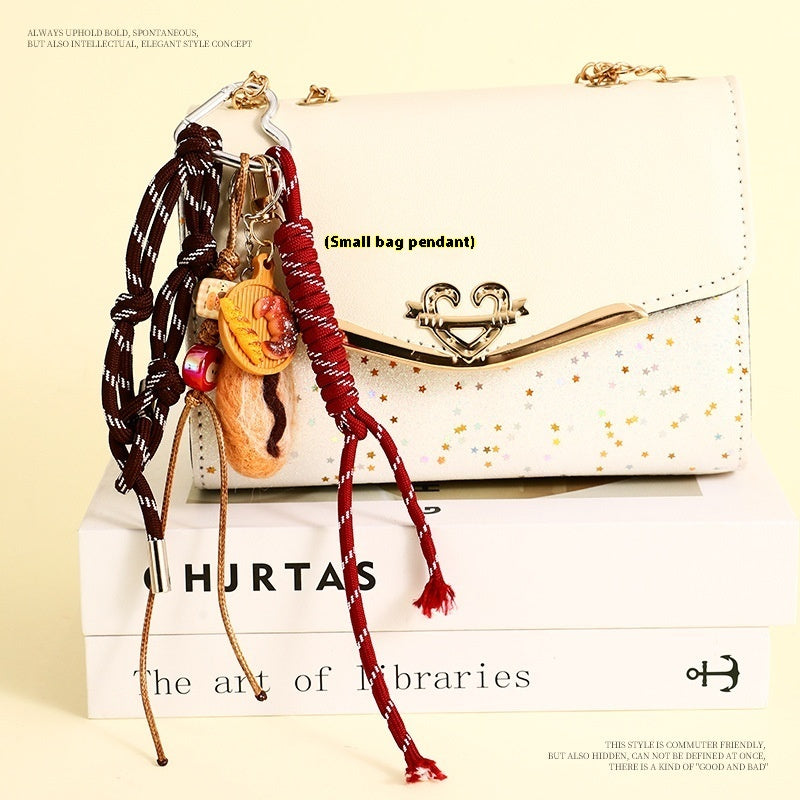 Felt Bread Keychain Accessories Schoolbag Pendant Small Jewelry