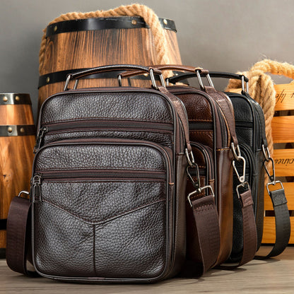 Men's Top Grain Leather Large Capacity Business Commuter Crossbody Bag Genuine Leather