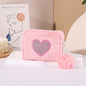 Plush Coin Purse Love Embroidered Zipper
