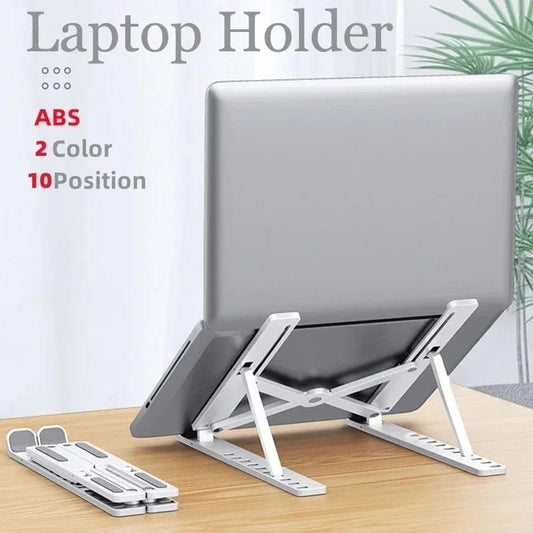 New High Quality Laptop Stand - Adjustable Portable Laptop Stand For Desk - Fold able Plastic Non-slip Stand For Laptop And Tablet Mobile Adjustable Height Folding Holder Solid With Anti Slip Rubber Grips