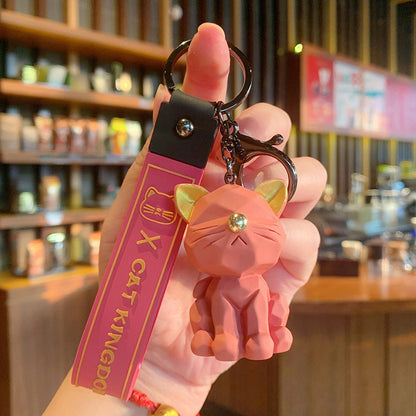 Cut Face Kitty Car Keychain