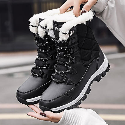 Women's Boots Warm Fur Botas Mujer 2025 Winter Shoes For Woman Snow Boots Low Heels Ankle Boots Winter Black Footwear Female