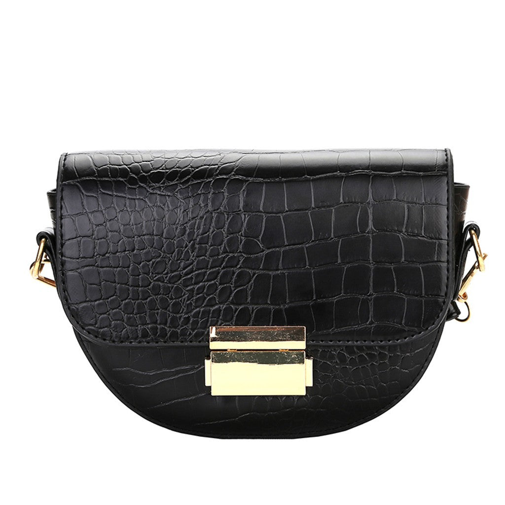 Fashion textured one-shoulder saddle bag