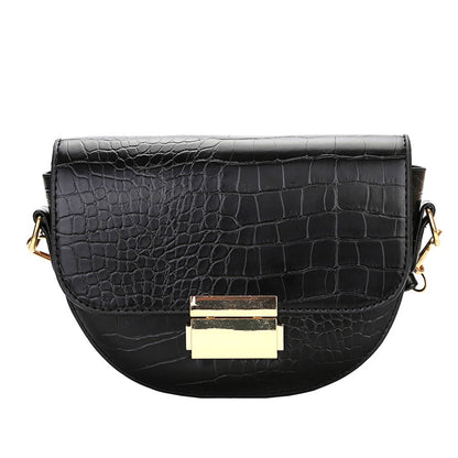Fashion textured one-shoulder saddle bag