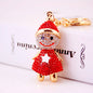 Creative Craft Gifts Lovely Christmas Cartoon Snowman With Diamond Key Ring
