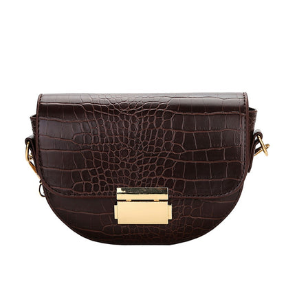 Fashion textured one-shoulder saddle bag