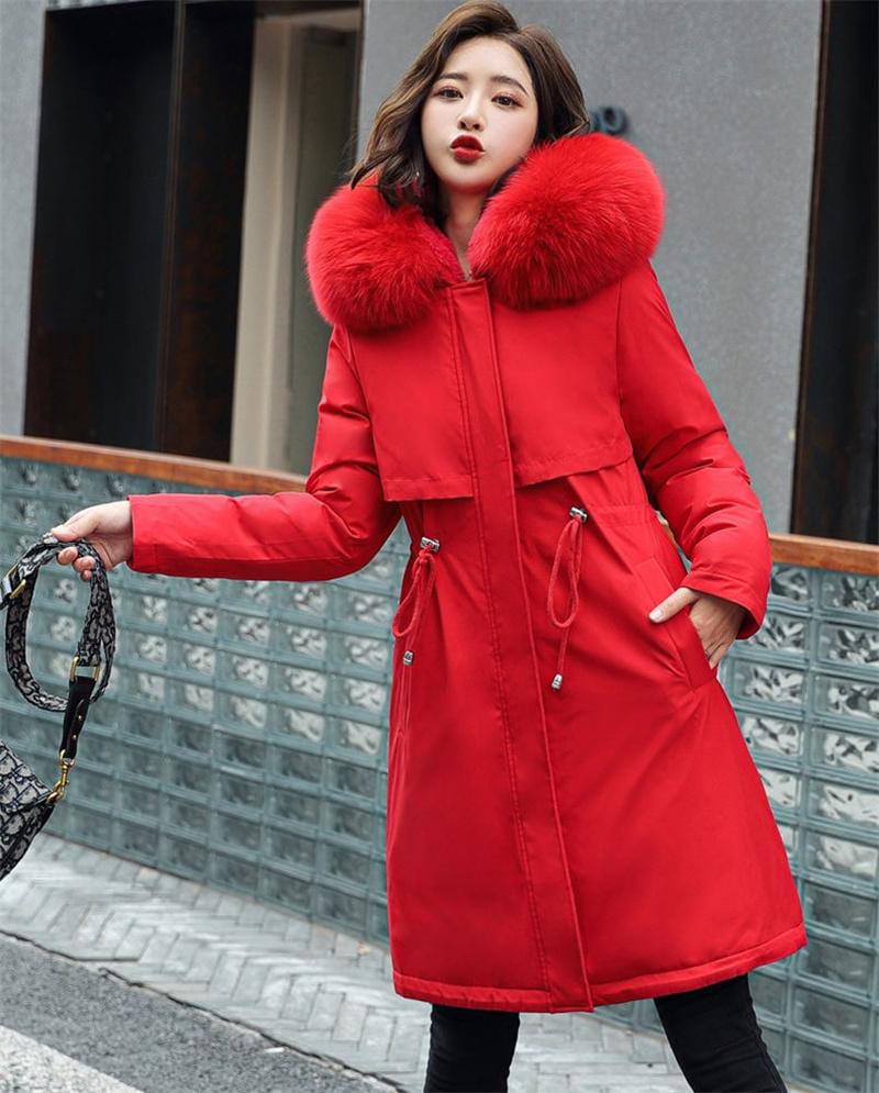 MOLAN Winter Jacket New Women Parka Clothes Long Coat Wool Liner Hooded Jacket Fur Collar Thick Warm Snow Wear Padded Parka