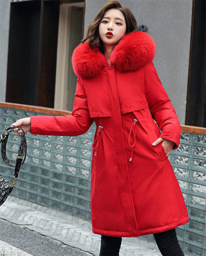 MOLAN Winter Jacket New Women Parka Clothes Long Coat Wool Liner Hooded Jacket Fur Collar Thick Warm Snow Wear Padded Parka