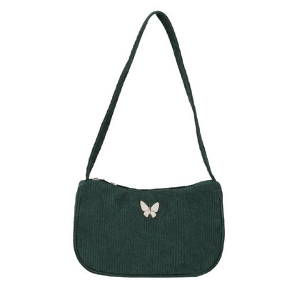 Solid Color Corduroy Butterfly Large Capacity Shoulder Bag
