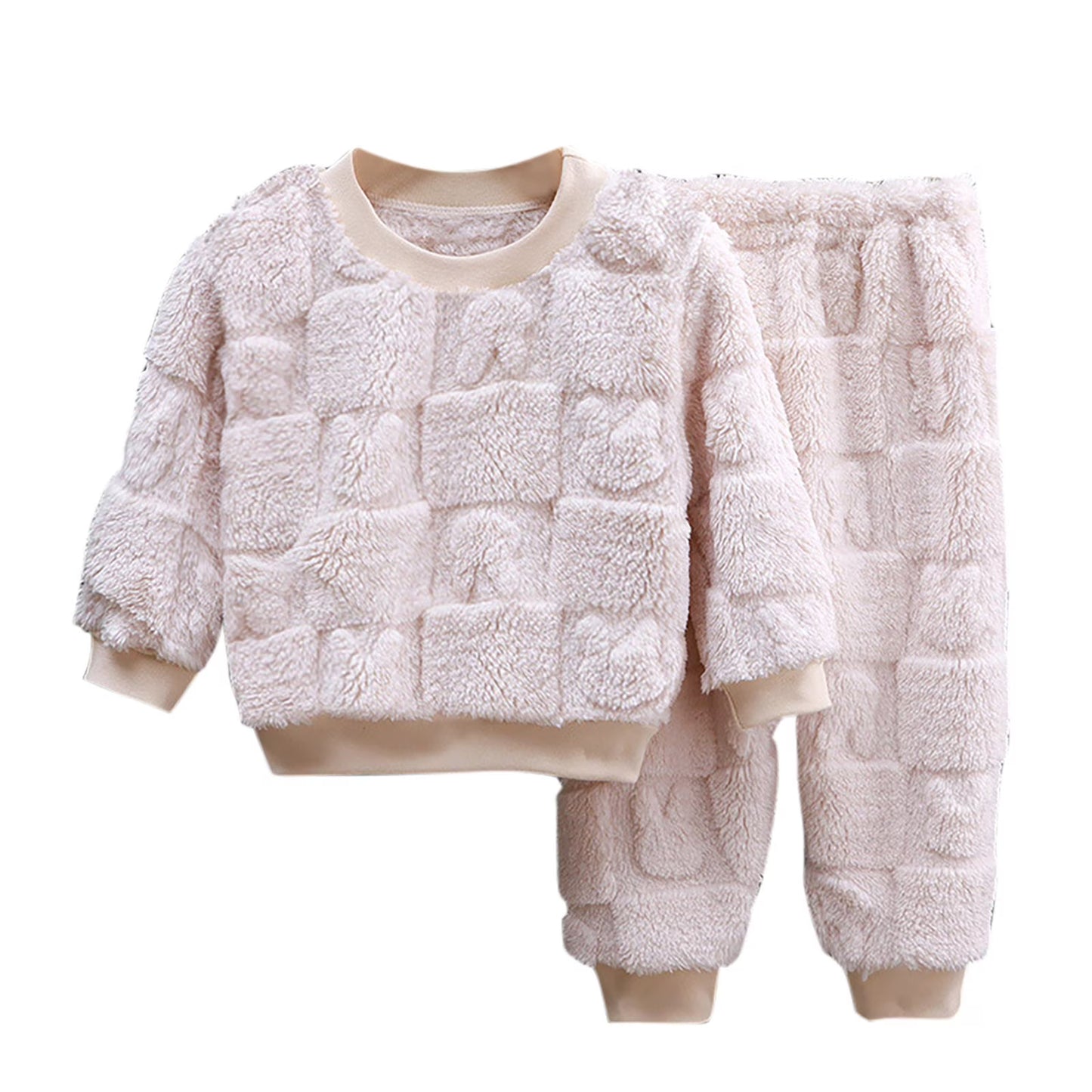 Autumn Winter Sleepwear Flannel Pajamas For Girls Boys Long Sleeve Tops+Pants Suits Fashion Home Clothing Baby Kid Sleep Costume