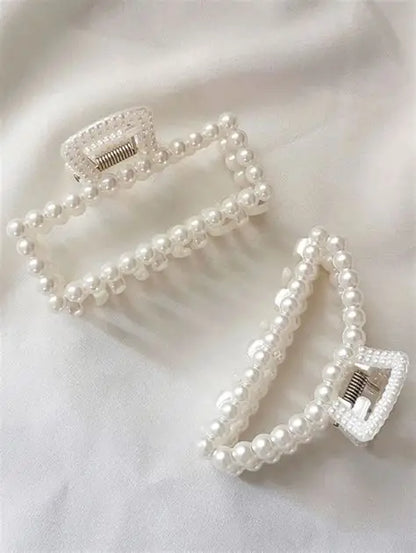 5pcs Faux Pearl Ornament Claw Clips, Elegant & Chic Large Size Hair Claw Hair Clips Accessories For Women