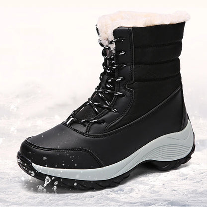 Women's Boots Warm Fur Botas Mujer 2025 Winter Shoes For Woman Snow Boots Low Heels Ankle Boots Winter Black Footwear Female