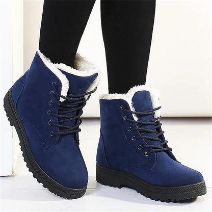 Women's Boots Warm Fur Botas Mujer 2025 Winter Shoes For Woman Snow Boots Low Heels Ankle Boots Winter Black Footwear Female