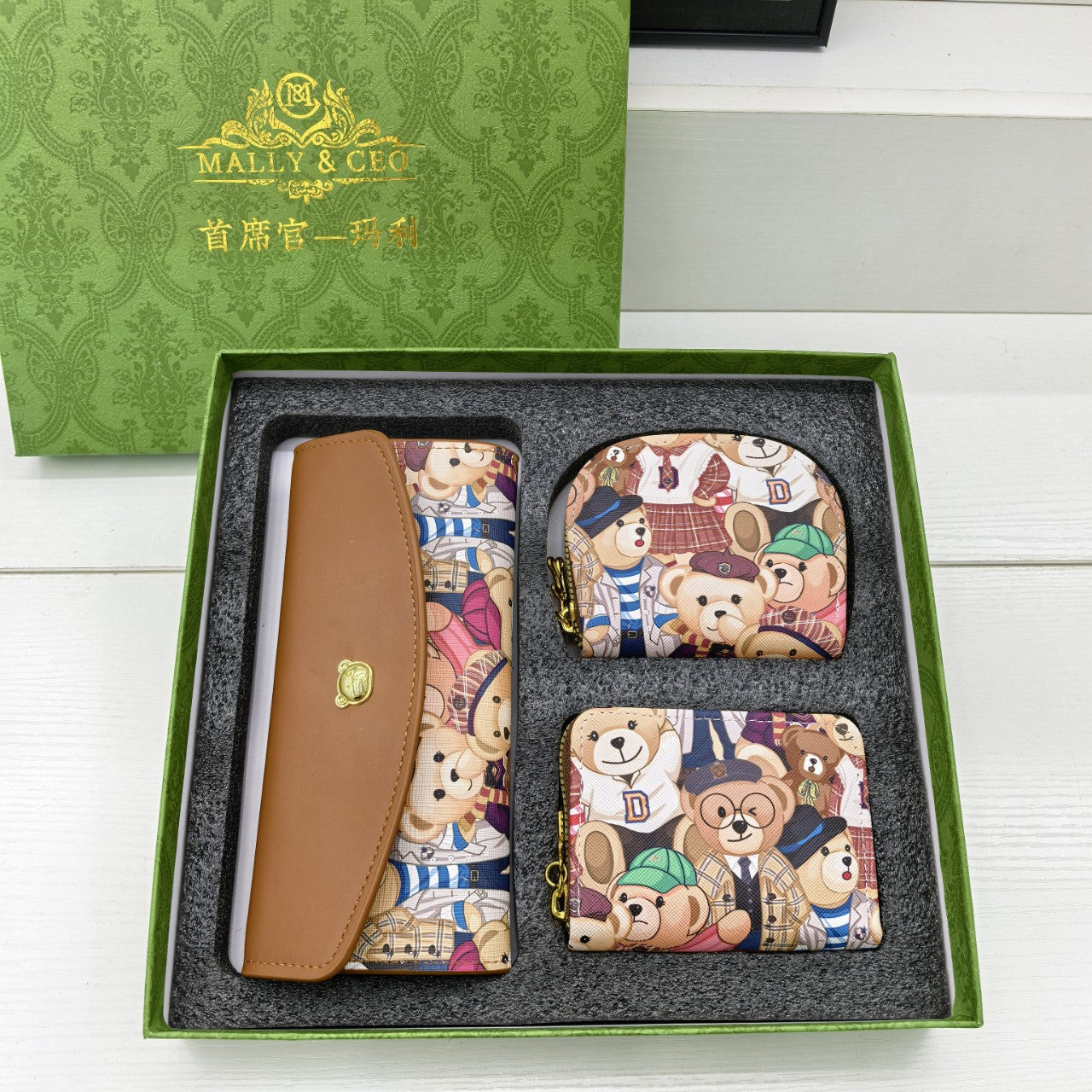 Cute Wild Card Holder Bear Pull Head Clutch Coin Purse