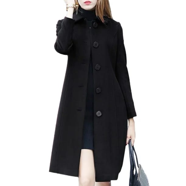 CHICTRY Women's Wool Blend Pea Coat Winter Casual Overcoat Lapel Collar Long Trench Coat Outwear Windbreaker Jacket