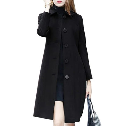 CHICTRY Women's Wool Blend Pea Coat Winter Casual Overcoat Lapel Collar Long Trench Coat Outwear Windbreaker Jacket