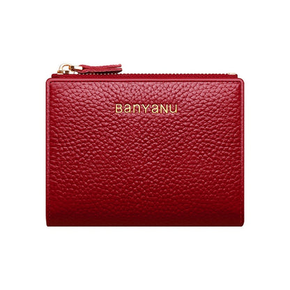 Soft Cowhide Cardholder Women's Short Genuine Leather Coin Purse