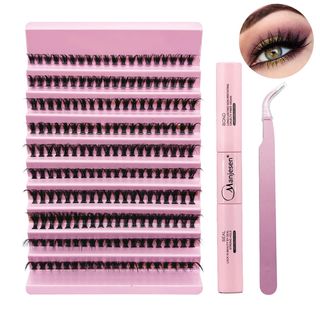 DIY Lashes Extension Kit Eyelashes 200 PCS Clusters Lash Bond and Seal Makeup Tools for Gluing Lashes Gluing Glue Accessories