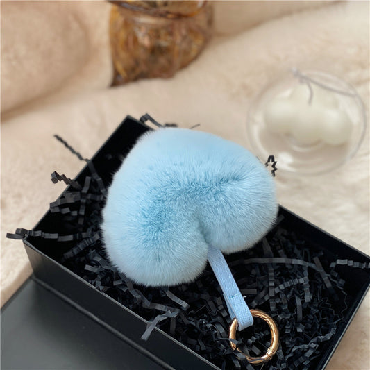 Belt Rex Rabbit Love Heart-shaped Handbag Pendant Keychain