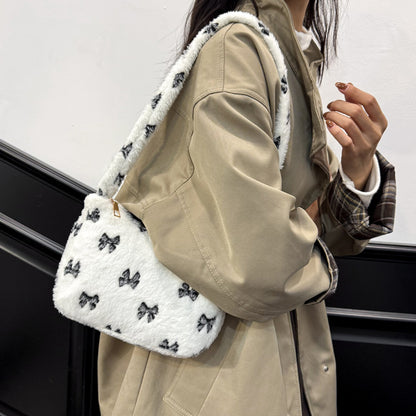 Shoulder Bag Contrast Color Fur Bag Autumn And Winter Plush Casual Handbag