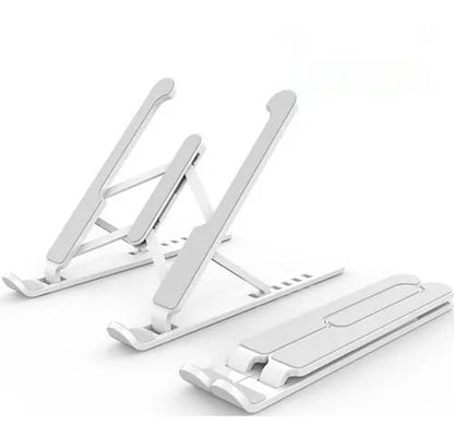New High Quality Laptop Stand - Adjustable Portable Laptop Stand For Desk - Fold able Plastic Non-slip Stand For Laptop And Tablet Mobile Adjustable Height Folding Holder Solid With Anti Slip Rubber Grips