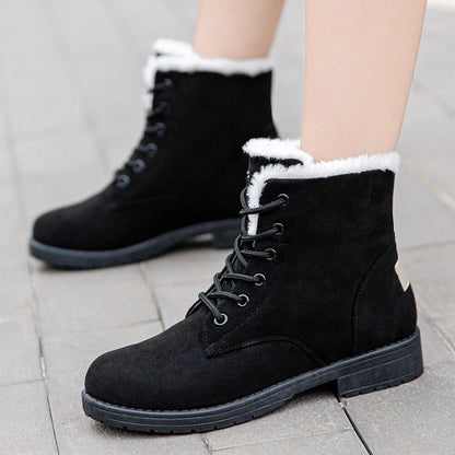 Women's Boots Warm Fur Botas Mujer 2025 Winter Shoes For Woman Snow Boots Low Heels Ankle Boots Winter Black Footwear Female