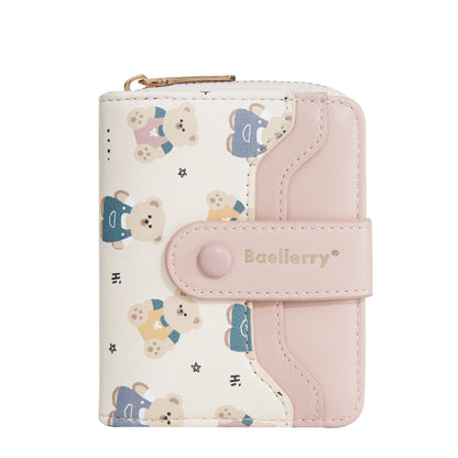Short Little Bear Cartoon Printed Women's Wallet