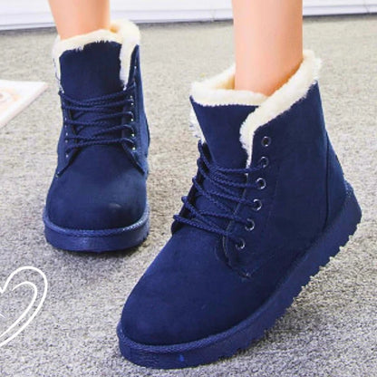 Women's Boots Warm Fur Botas Mujer 2025 Winter Shoes For Woman Snow Boots Low Heels Ankle Boots Winter Black Footwear Female